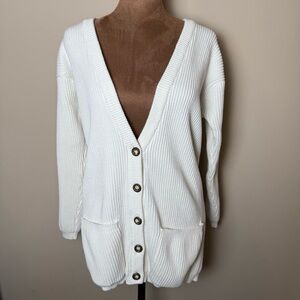 Vintage Hunt Club Cardigan Sweater Womens Small Cream Grandpa Fisherman Chunky